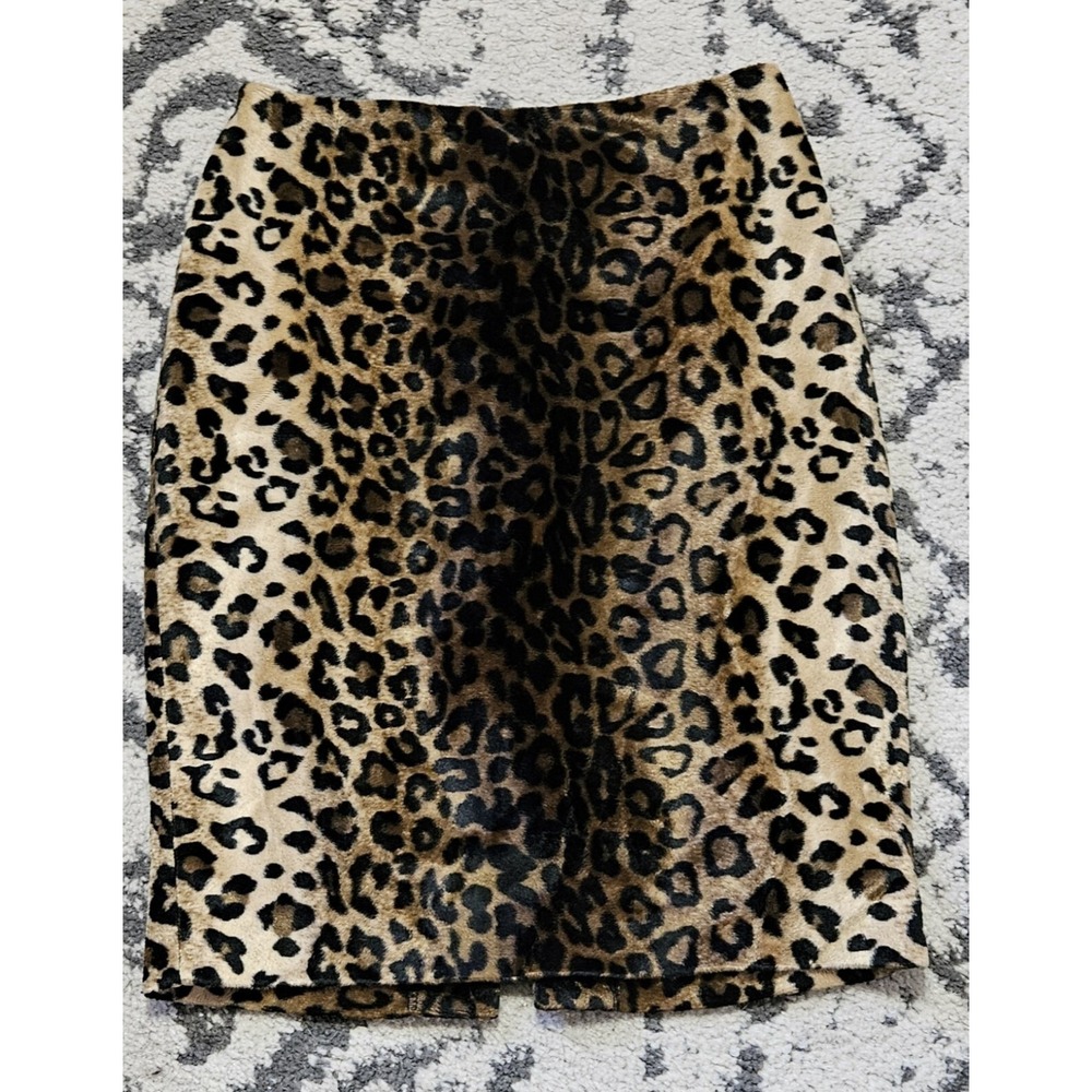 Vintage 1990s Georgiou Studio Fuzzy Leopard Print Skirt S